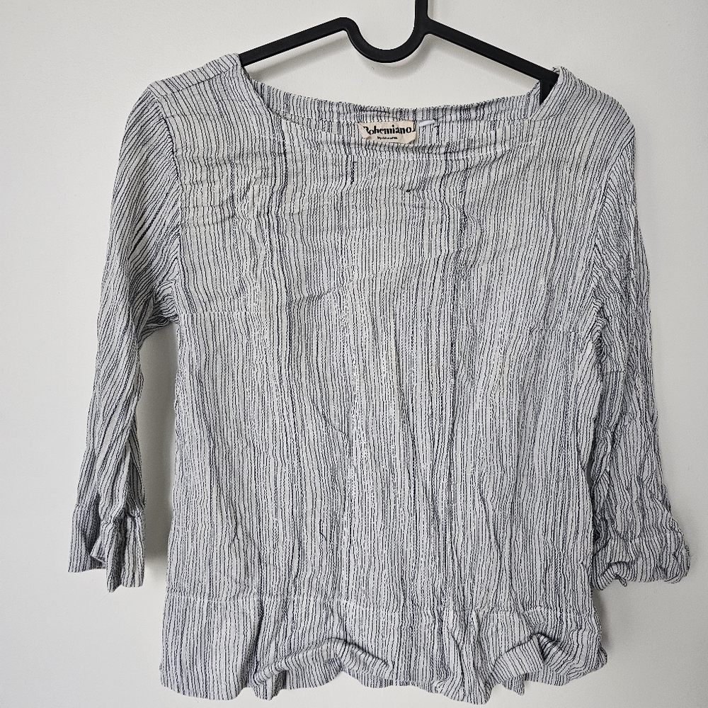 Vintage delicate cotton, linen square neck top